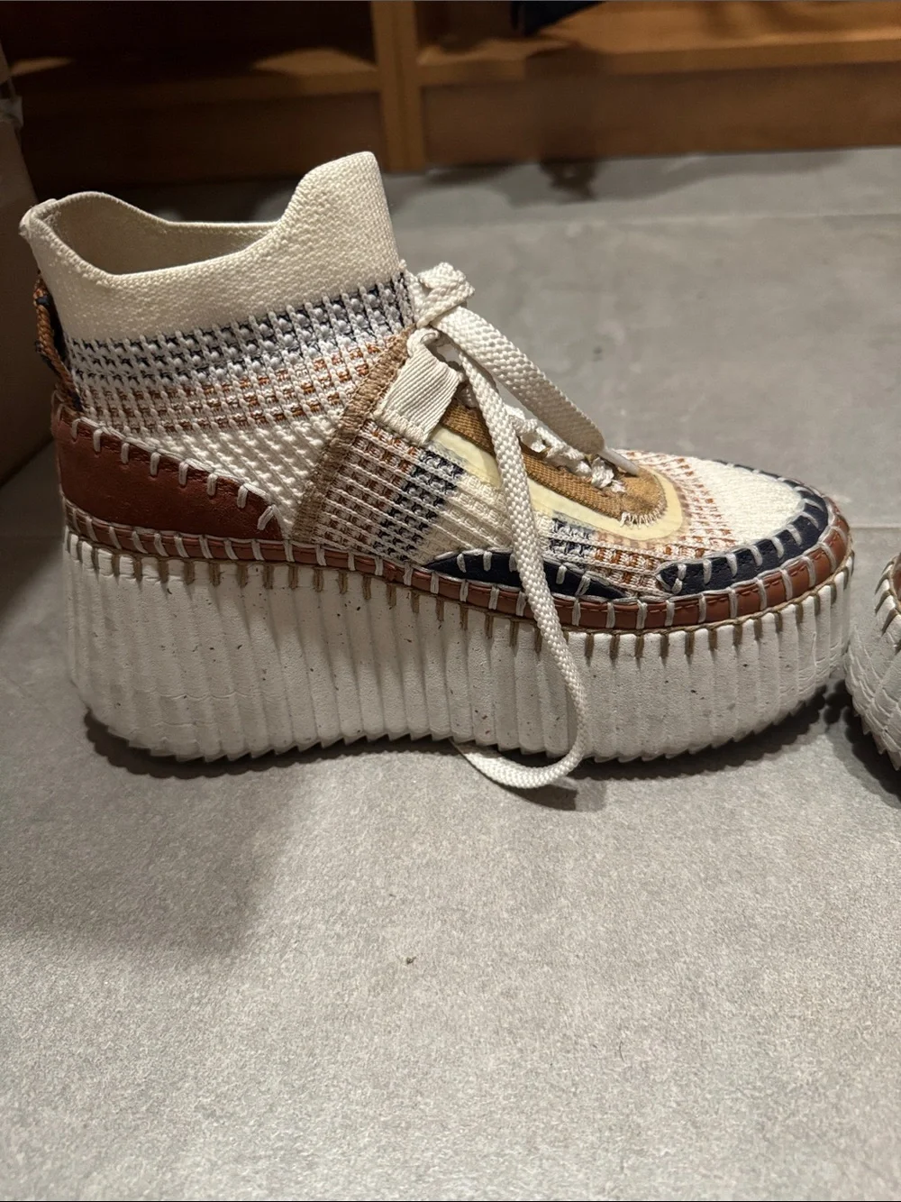 Chloe Nama 80mm Knit Platform Sneaker size 36